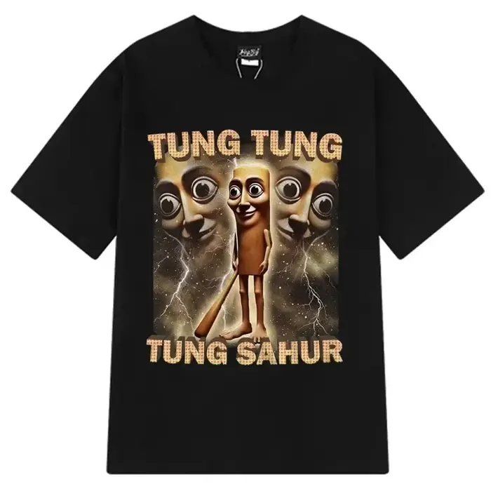 Tung Sahur graphique imprimé T-Shirt hommes été décontracté ample mode drôle col rond manches courte