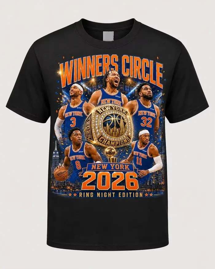 T-shirt imprimé « Membre du cercle de championnat des New York Knicks 2026 », T-shirt décontracté un