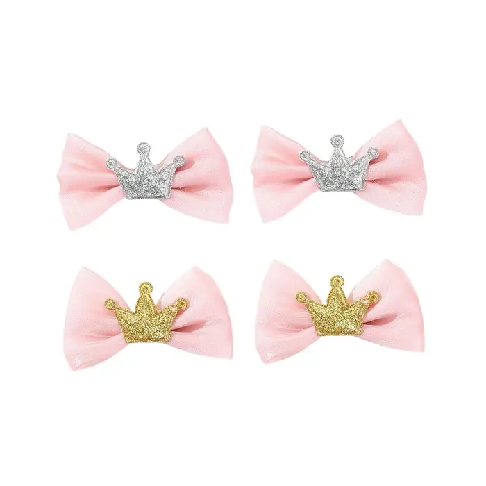 Nœuds couronne à paillettes roses pour coupes de cheveux de chien, Barrettes adorables, pince à chev