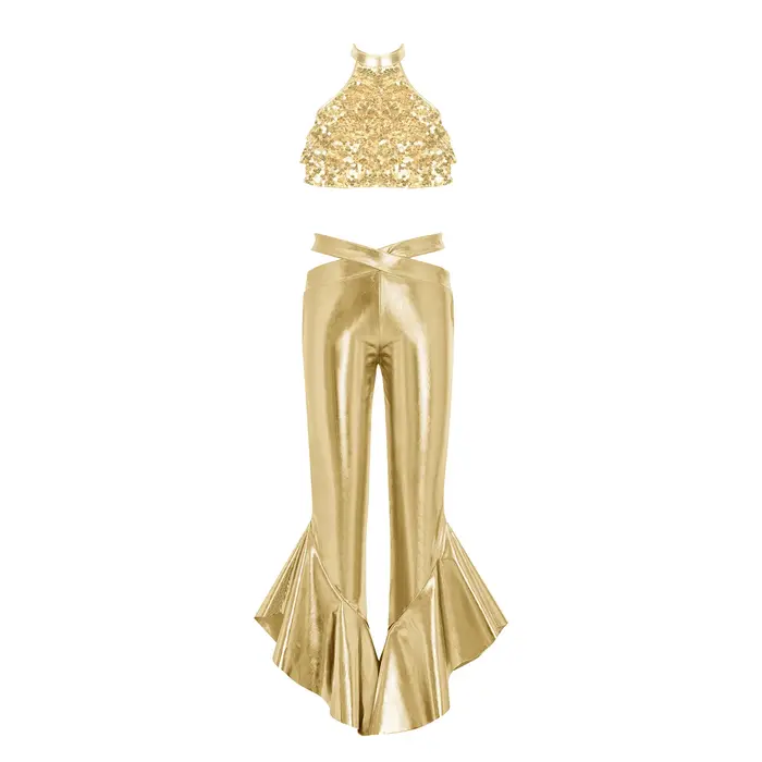 Tenue de danse latine et jazz pour filles, avec paillettes, style disco années 70, vêtements hippie,
