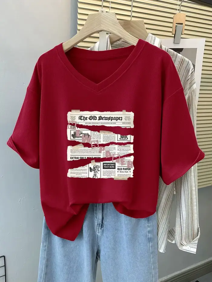 Grande taille 5XL 150KG femmes t-shirts haut imprimé pour femmes t-shirts amples chemise pour Femme col en V dames femmes vêtements