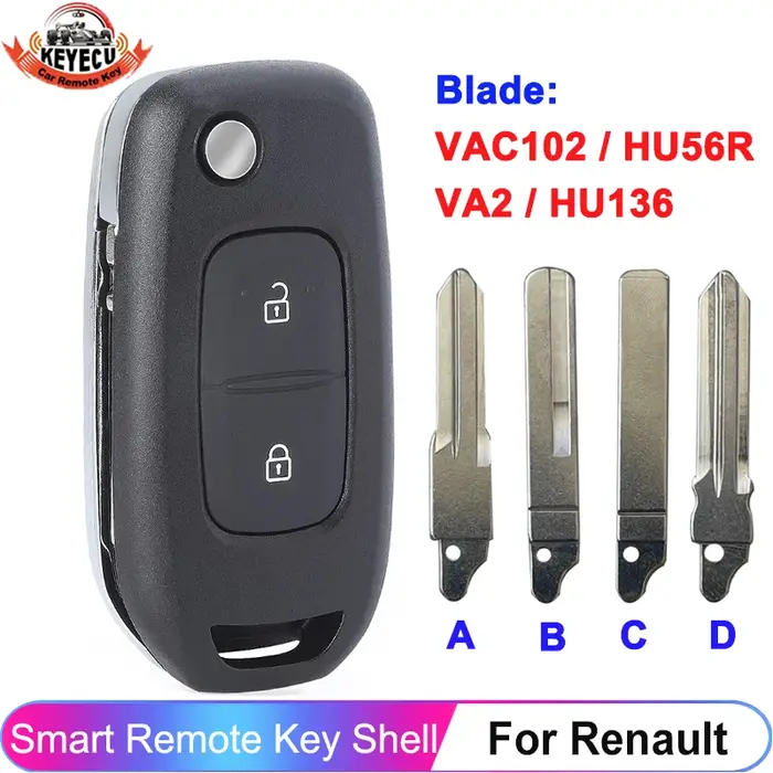 EllYECU-Coque de Clé de Voiture Pliable à 2/3 lèvent, Étui pour Renault Kadjar Captur Megane Symdang