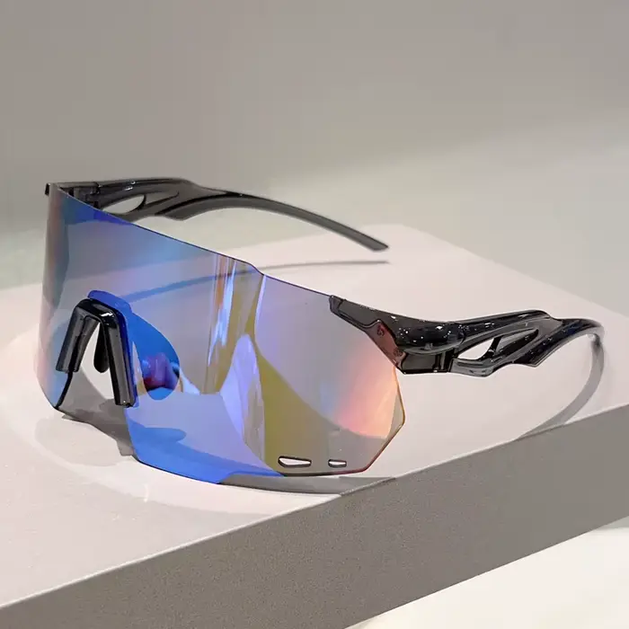 KAMMPT – lunettes surdimensionnées sans bords pour hommes, miroir rond enveloppé, lunettes de soleil