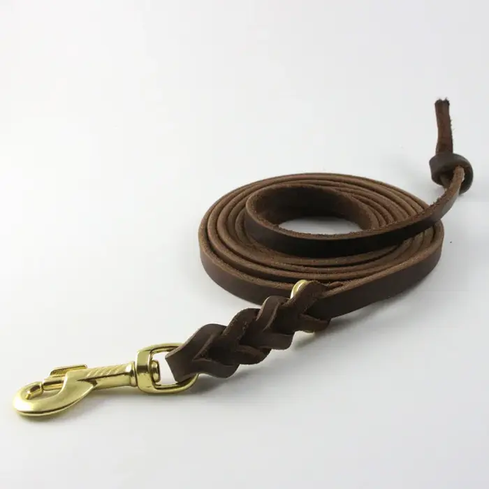 Laisse longue de 3m pour chien de grande taille, laisse d'entraînement tressée en cuir véritable, co