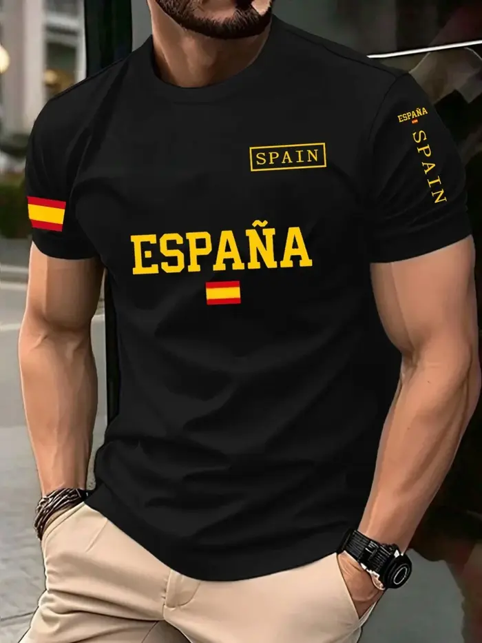 Maillot de football Espagne 2026 pour homme – Style classique, décontracté, à manches courtes, col r