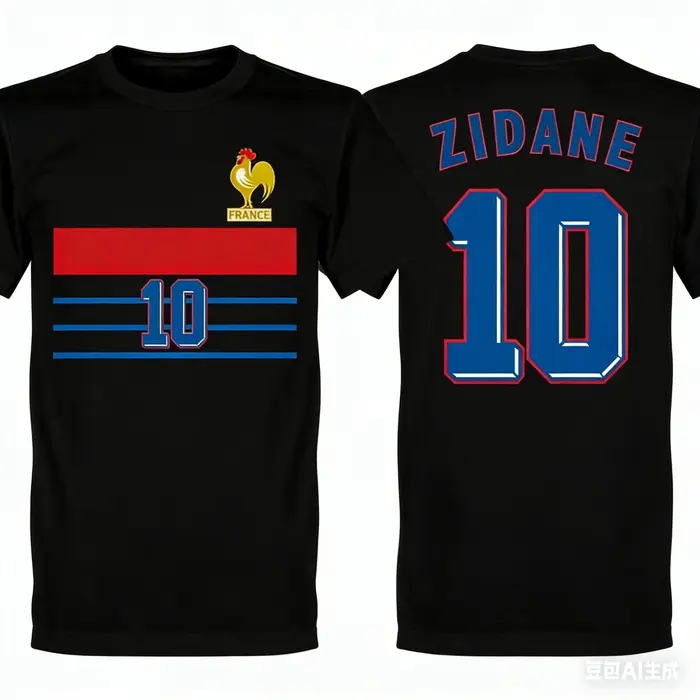 T-shirt Rétro France 1998 Zidane 10 Homme Femme Coton Vintage Décontracté Ample Confortable Doux Haut d'Été 2026 Tees