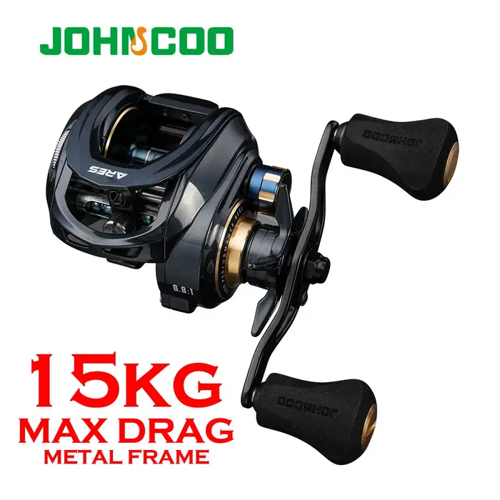 HNCOO-Moulinet Baitcasting avec cadre en aluminium, pêche en eau salée, rapport d'engrenage 6.8:1, t