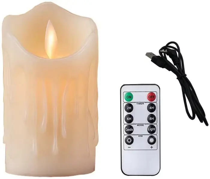Lampe à bougie électrique sans flamme, Rechargeable par USB, cire de paraffine dégoulinée, mèche mob