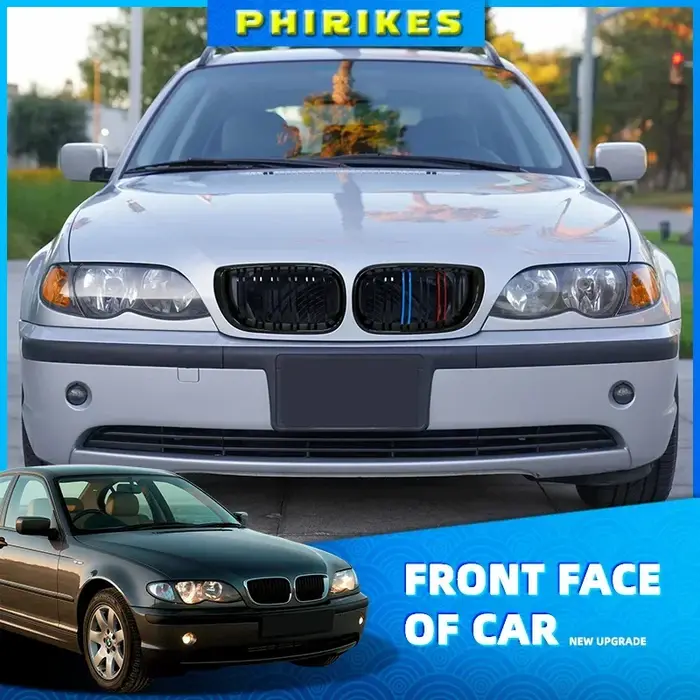 Grille de pare-chocs avant de voiture noire, calandre de capot, grille de course, BMW E46, Touring S