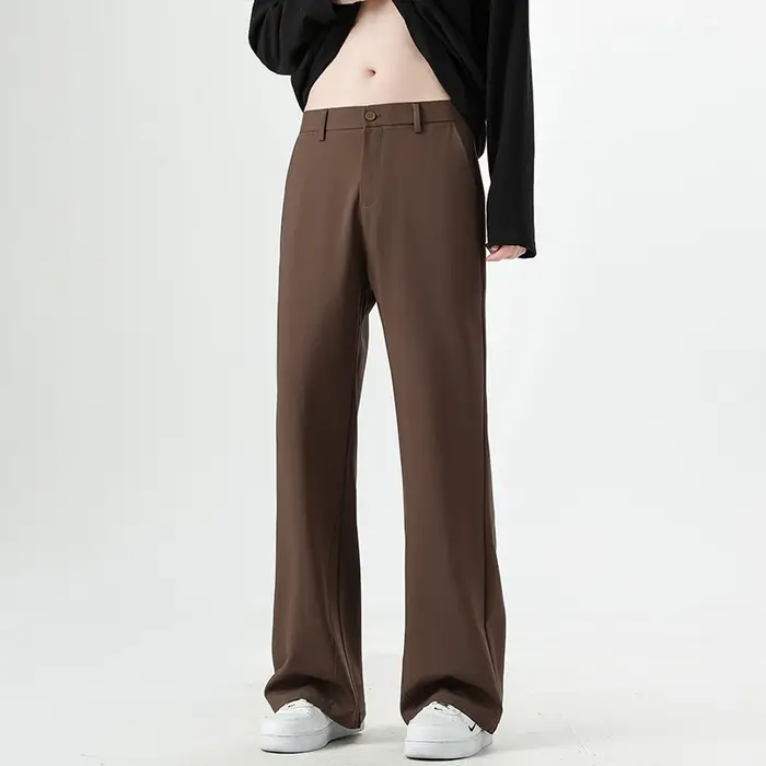 Small Flared Version Men's Casual Pants 2025 Fashion Korean Loose Elastic Drape Business Office Soli