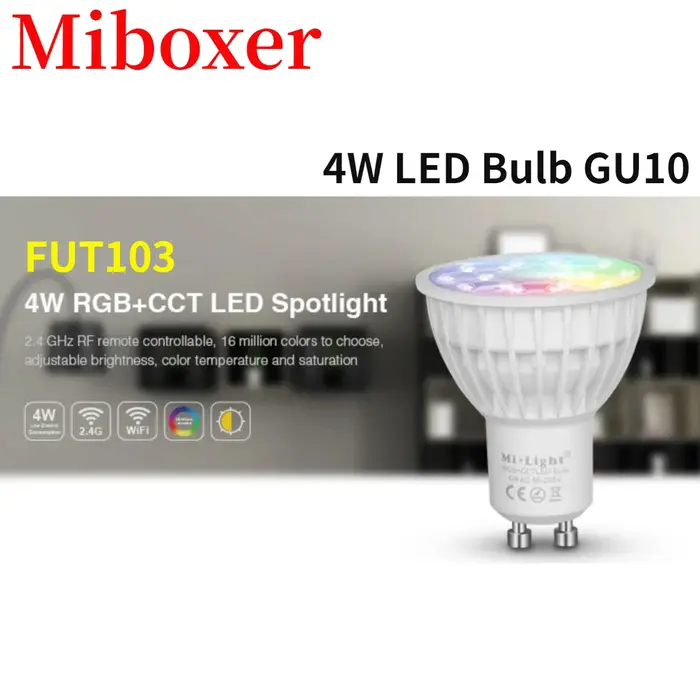 Miboxer AC86-265V 4W ampoule LED FUT103 GU10 lampe à LED à intensité variable lumière RGB + blanc ch