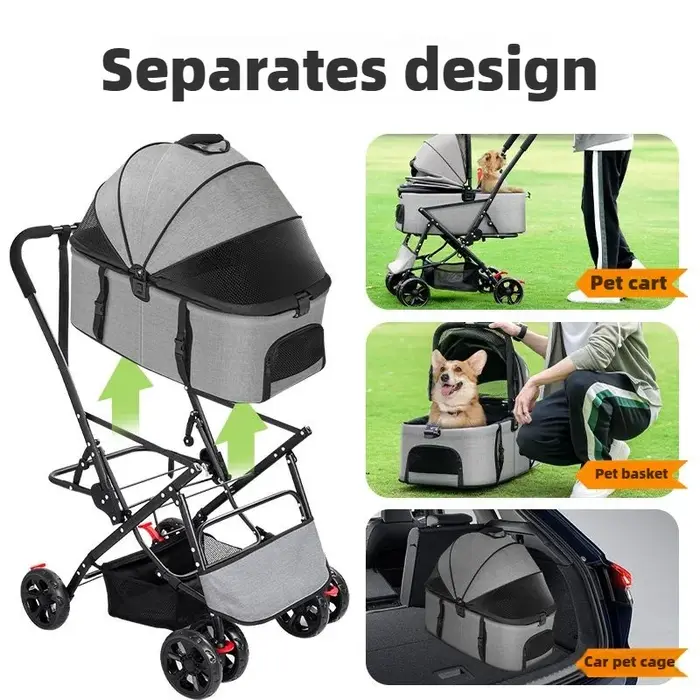 Poussette pliable pour animaux de compagnie, légère, chien de taille moyenne, voyage en plein air, p