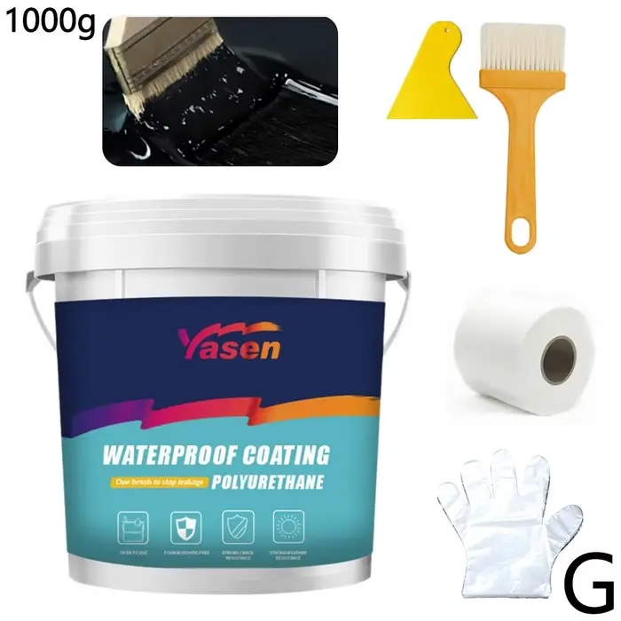 Revêtement imperméable en polyuréthane à base d'eau, 1000g, réparation des fuites de toit et de mur 