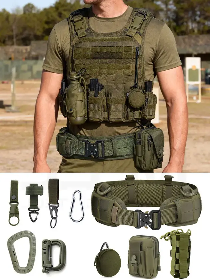 Ceinture tactique militaire chasse outdoor nylon haute qualité avec pochette outils mini et accessoires MOLLE EDC