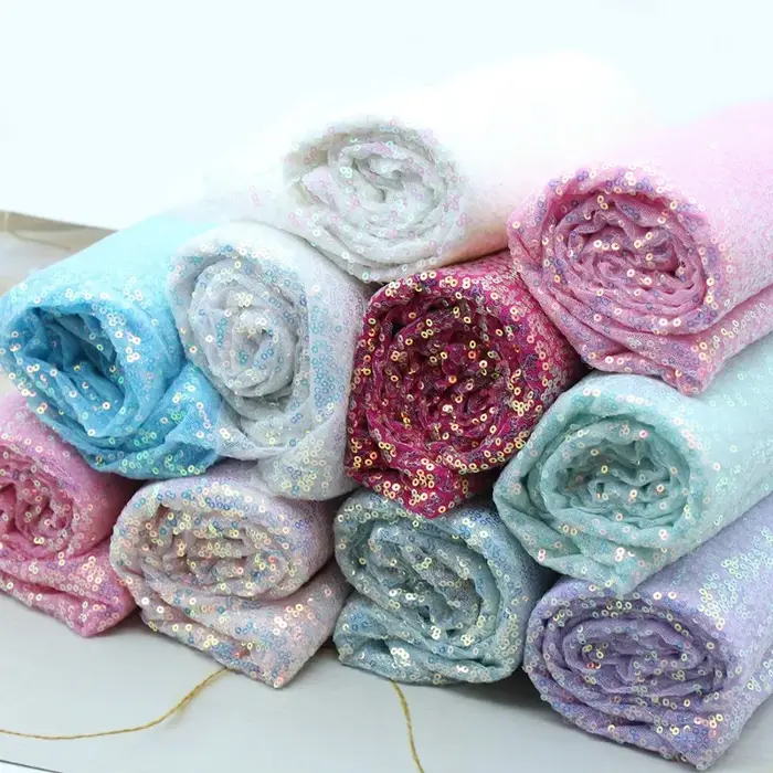 Tissu brodé à petites paillettes symphonie, vêtements de fête sur scène, nappe de fond, bagages, jou