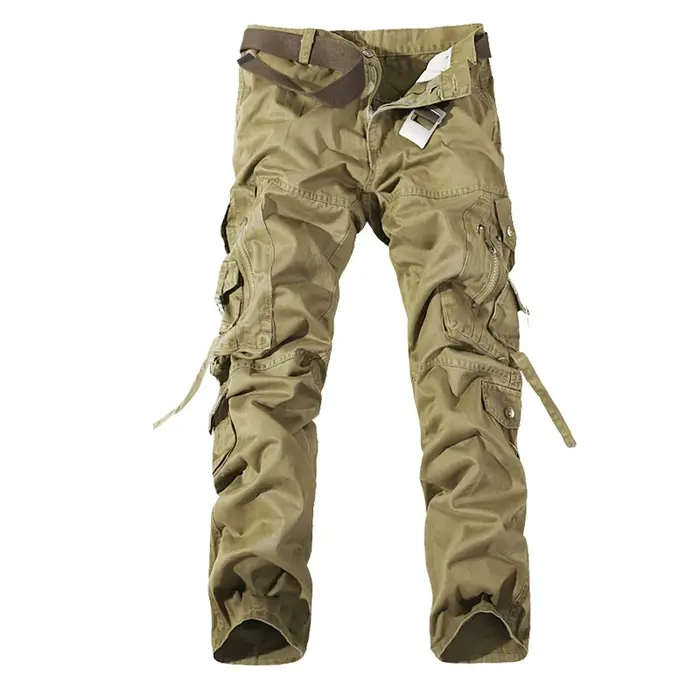 Pantalon cargo militaire vert armée grandes poches 28-42 - Qualité supérieure chasse homme