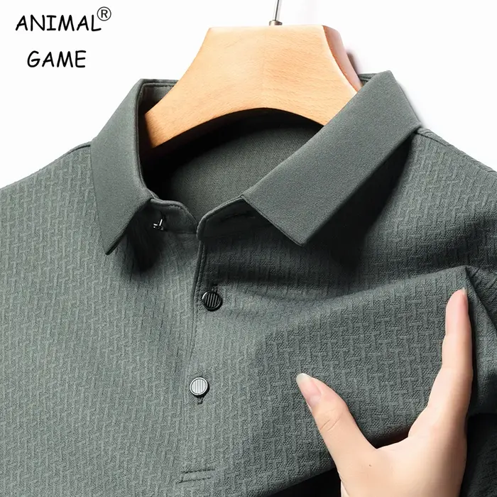 Polo ajouré à manches longues pour hommes, T-Shirt respirant à la mode d'affaires, T-Shirt de Golf p