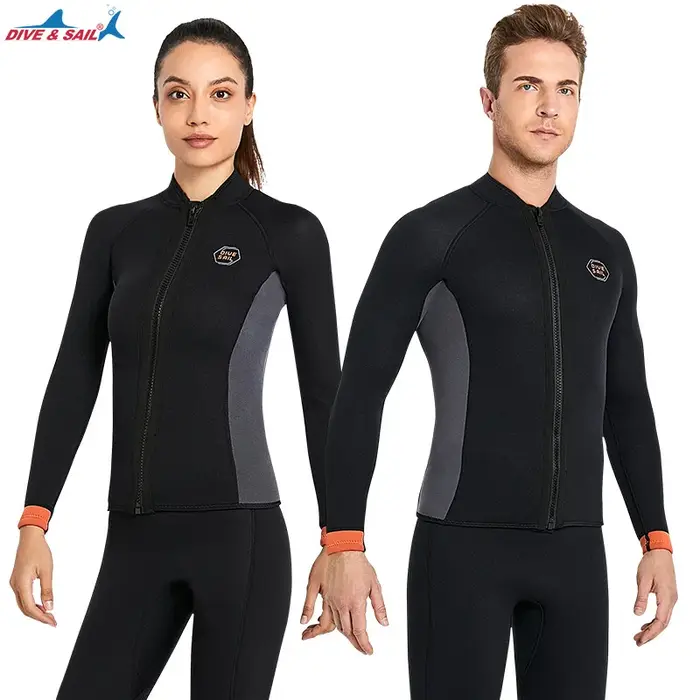 Combinaison en néoprène à manches longues pour hommes et femmes, combinaison fendue, veste chaude, p