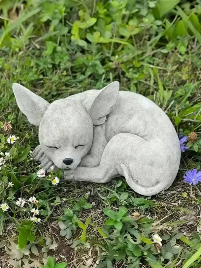 Figurine de collection 1 pièce, statue de chien Chihuahua, décoration de jardin extérieur, pour déco