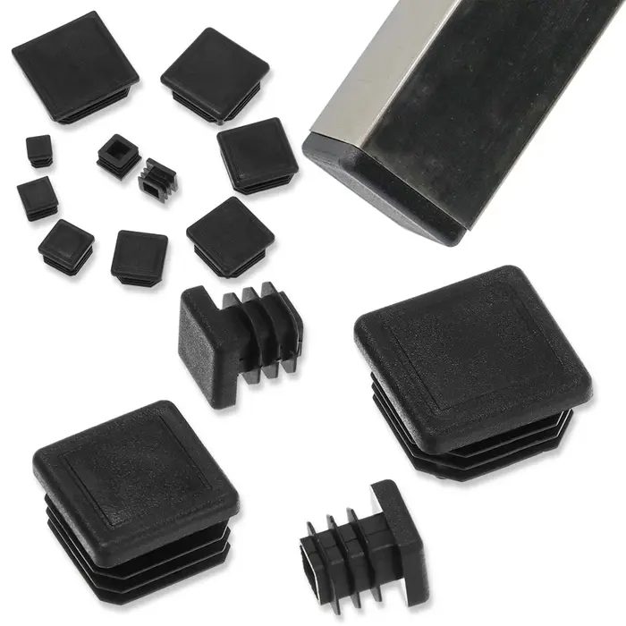 Embout obturateur carré en plastique noir, bouchon d'insertion de tube, bonde 15x15 ~ 60x60mm, 10 pi