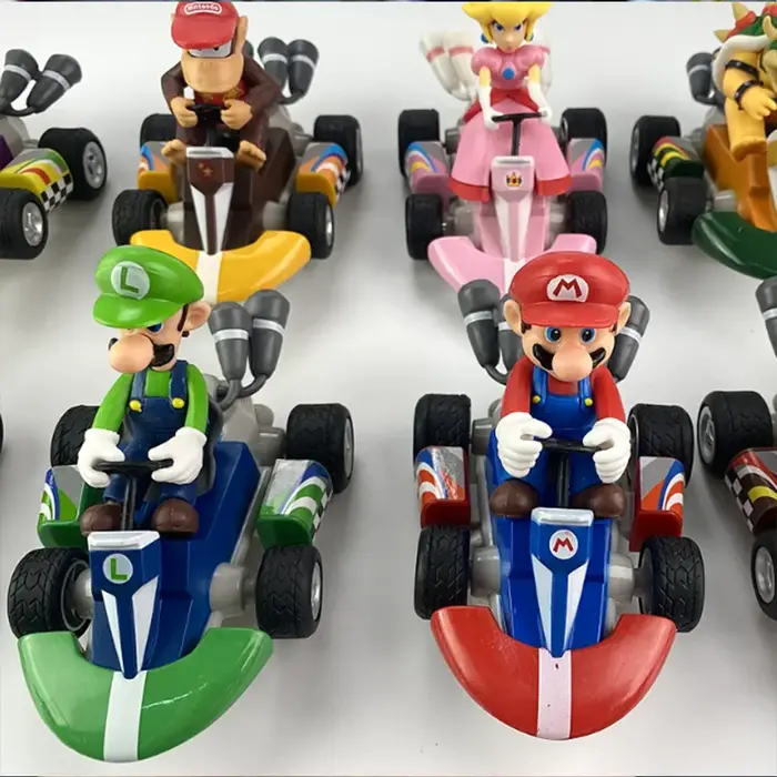 Figurine Mario Kart, voiture de puissance Mario, figurine d'action de dessin animé, modèle mignon en