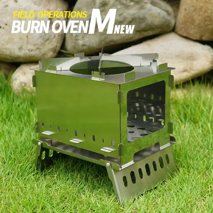 Réchaud pliant Portable pour pique-nique en plein air, équipement de Camping, incinérateur en acier 