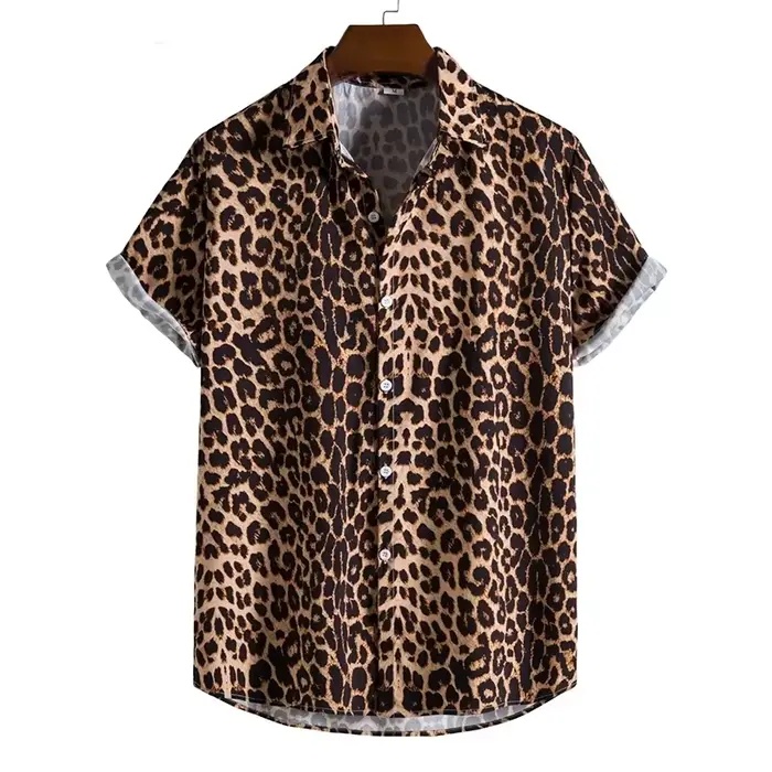 Léopard hawaïen Sexy Floral mâle Camisa coupe ajustée à manches courtes fête plage décontracté homme