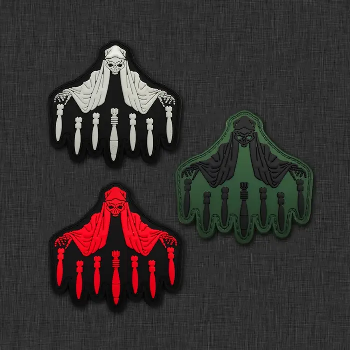 Badge tactique 3D en caoutchouc brillant pour Halloween avec sangles applicables fantaisie nocturne occaions spéciales