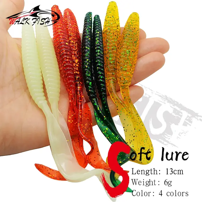 Obk Fish-Leurre de pêche à longue queue, appât souple, 13cm, 6g, filetage à vis simple, faucille T64