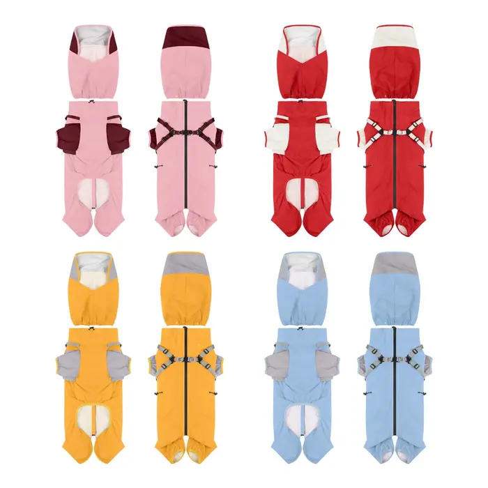 Imperméable pour chien, Poncho de pluie imperméable avec capuche, veste de pluie réglable hautement réfléchissante pour animaux de compagnie avec trou de laisse pour petit et moyen