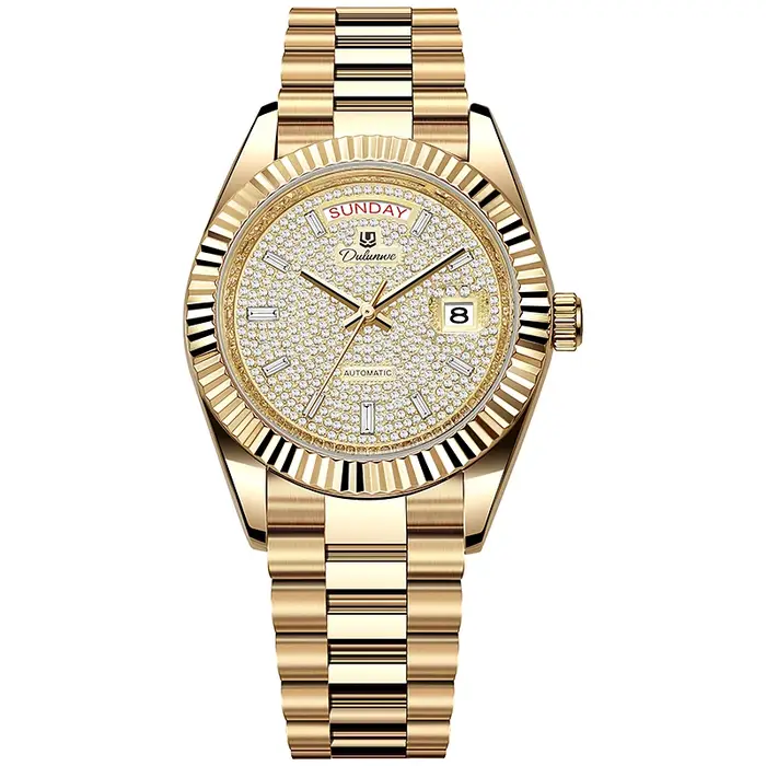 Montre mécanique homme automatique 41MM luxe style affaires bracelet acier relogios 6075 élégante