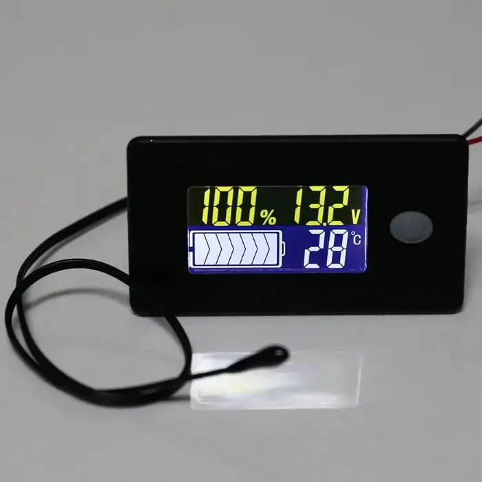 Indicateur de capacité de batterie au plomb Lifepo4, voltmètre numérique, testeur de température, mo