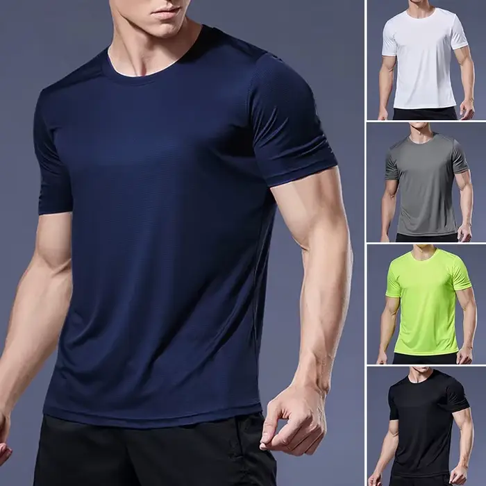 Mode d'été fitness style respirant décontracté hommes à manches courtes T-shirt en plein air course 