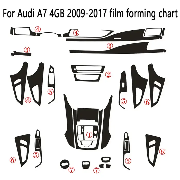 Pour Audi A7 2010-2017 4GB 5D fibre de carbone motif noir intérieur bricolage garniture décalcomanie