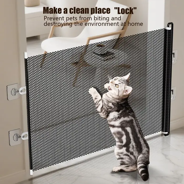 Barrière de sécurité rétractable pour bébés et animaux domestiques largeur 49 pouces sans perçage pour maison cour garage occassions spéciales