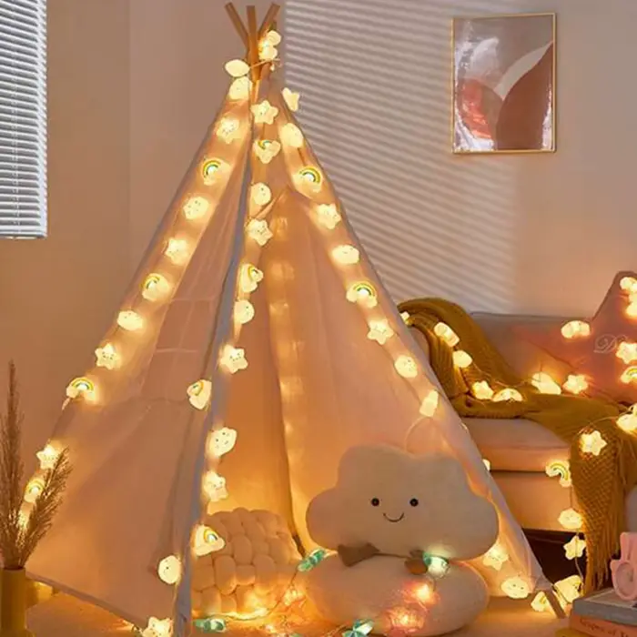 Guirlande lumineuse LED arc-en-ciel, étoile et nuage, 1 paquet, féerique décorative, alimentée par b
