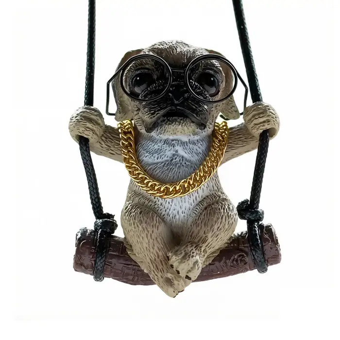 Nouvel Ornement de Rétroviseur Auto en Résine Bouledogue, Décoration Intérieure de Voiture, Mignon P