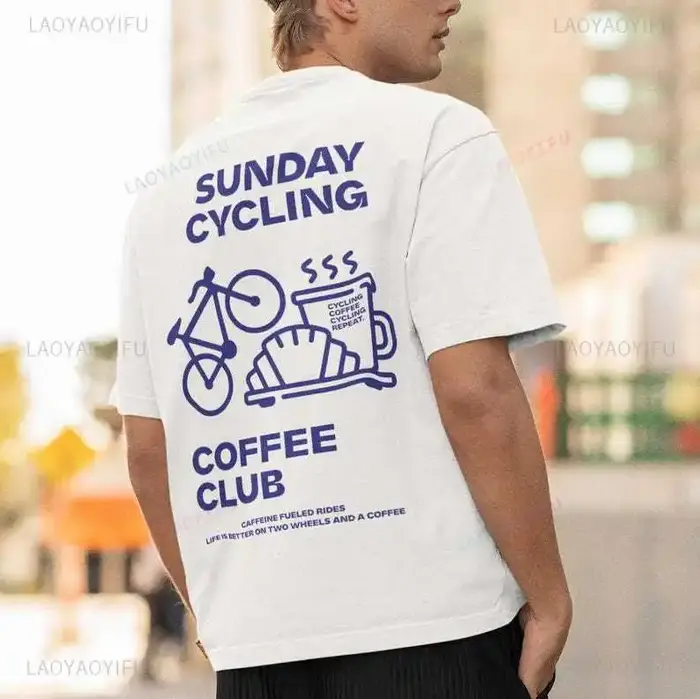 Dimanche cyclisme café Club graphique t-shirts unisexe femme homme été vélo haute qualité coton T-sh