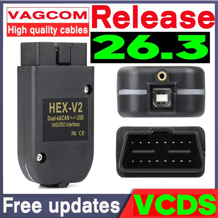 Interface VAG HEX V2 V26.3 la plus récente 2026 pour VAGCOM VAG COM VW-AUDI – Outil de diagnostic pr