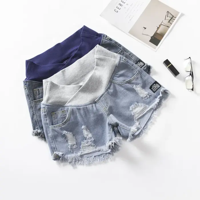 Jeans de maternité pour femmes enceintes, Shorts de grossesse en Denim, taille basse, grande taille, pantalons amples, vêtements d'extérieur