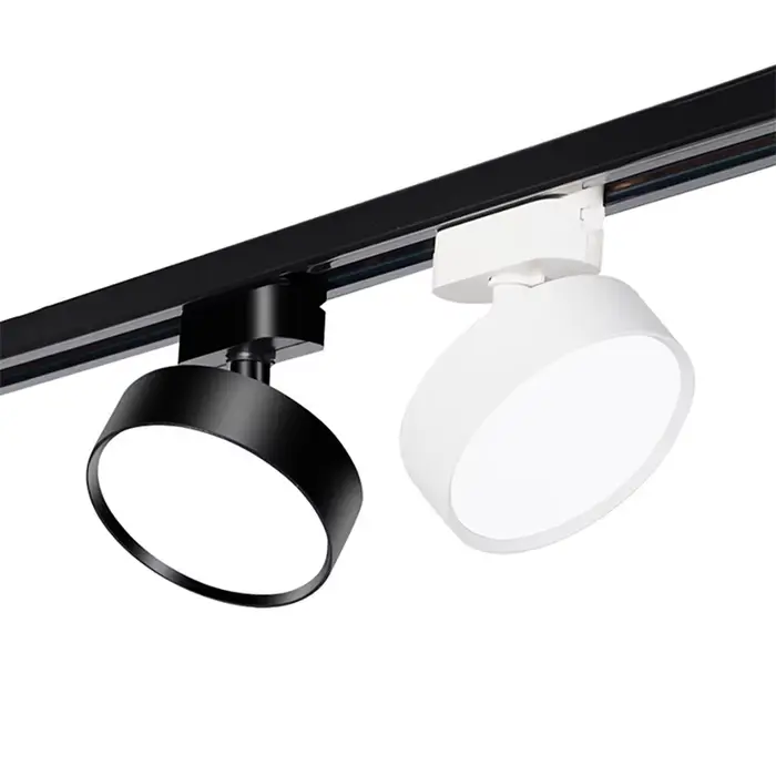 Éclairage sur Rail LED Rond Réglable à 360 °, Système d'Éclairage Domestique à Intensité Réglable, 1