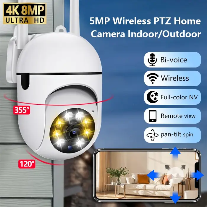 Caméra WiFi 1080P HD intérieure extérieure 360° sans fil version excellente surveillance