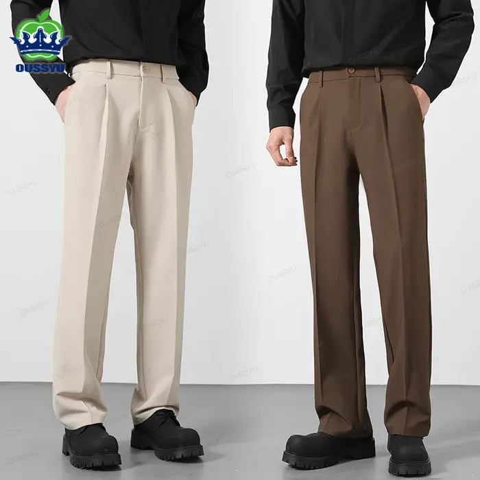 OUSSYU marque automne pantalons décontractés hommes d'affaires taille élastique Style coréen noir ma