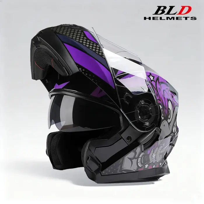 Casque de moto avec lentille solaire intérieure, casque de vélo, rabattable, modulaire, puzzles de m