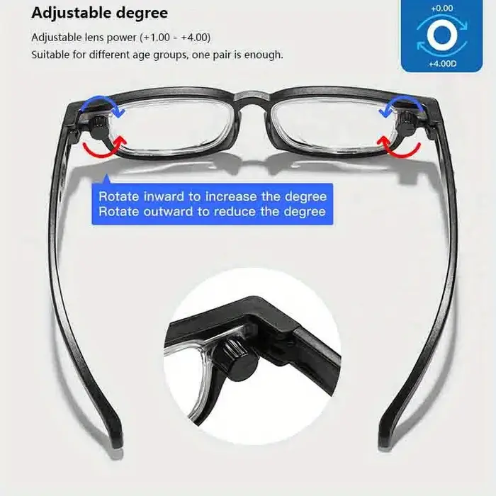 TR lunettes de lecture réglables chaque lentille peut être ajustée 1.0 à 4.0 conception ergonomique 