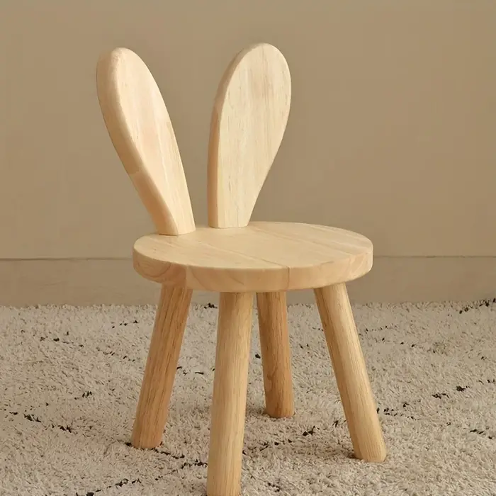 1pc petit tabouret créatif, oreilles de lapin mignonnes petit tabouret en bois massif, tabouret déco