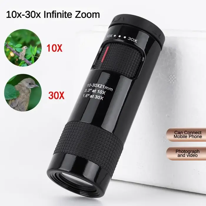 Monoculaire zoom 10-30x21 portable - Télescope compact pour observation, camping et équipement de voyage