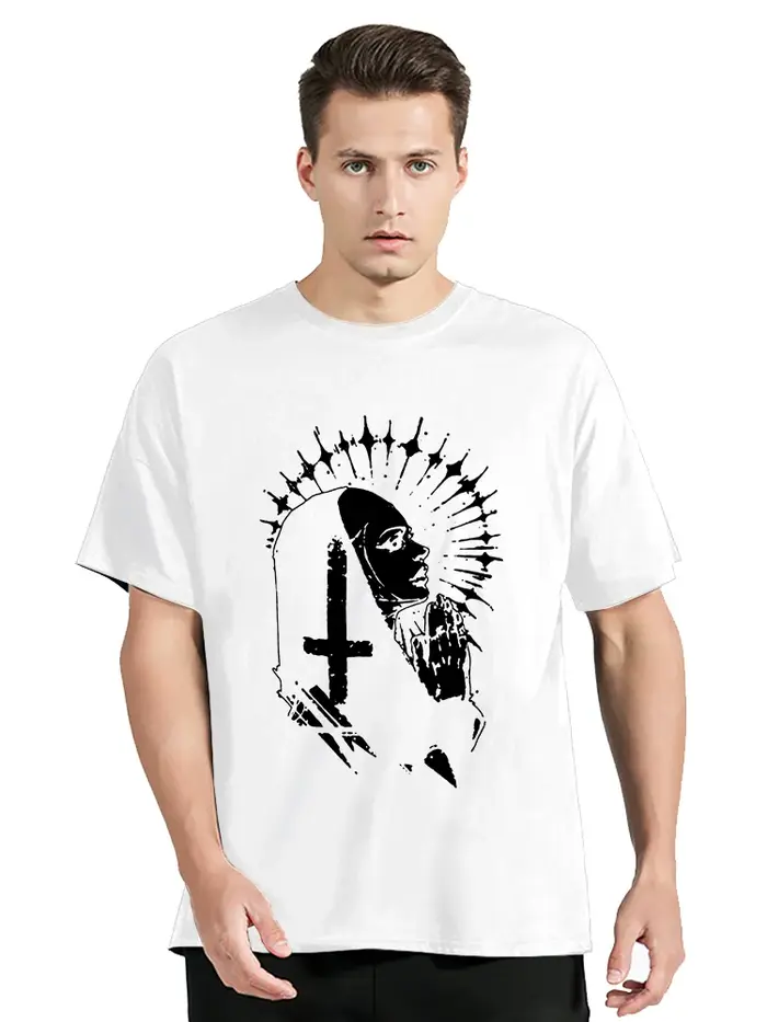 T-Shirt Horror Unholy Nun pour Homme, Streetwear Décontracté à Col Rond, en Coton, à la Mode, Grande Taille, Été