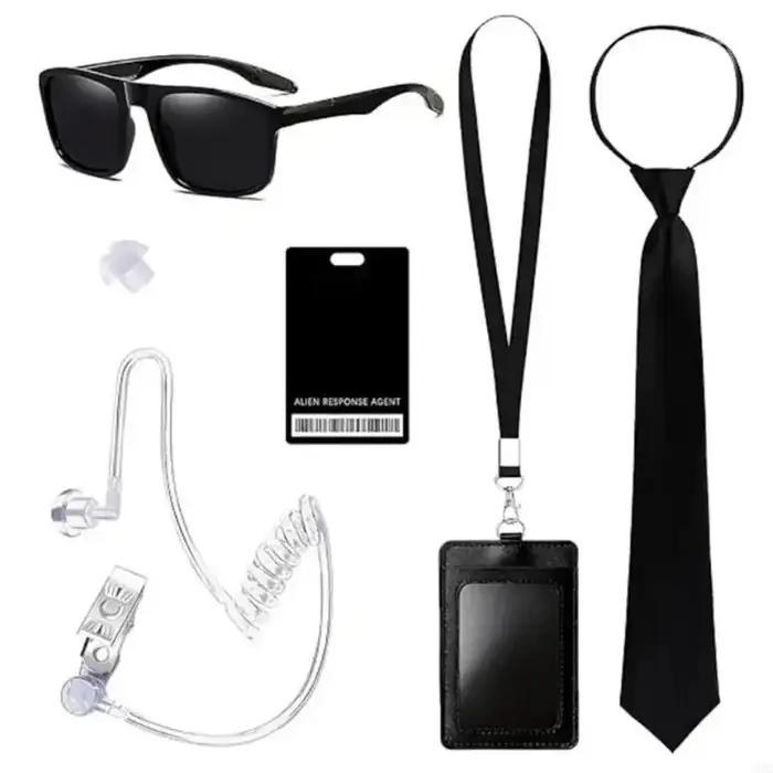 Costume cosplay garde sécurité, y compris l'écouteur verres noirs cravate cou