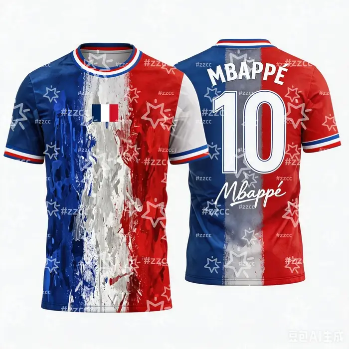 Maillot de football de l'équipe de France Mbappé 2026 haut sportif pour homme et femme, t-shirt d'entraînement pour enfants, vêtement polyester pour supporter l'équipe